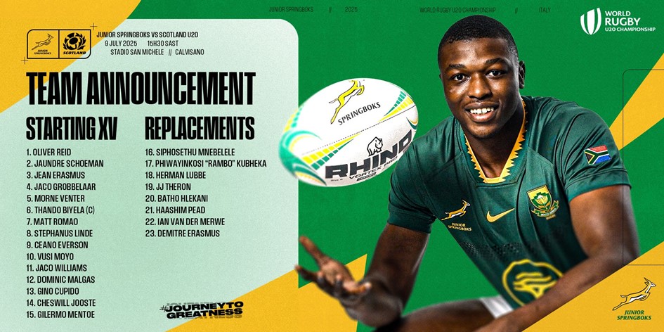 Biyela to lead strong Junior Bok team against Scotland