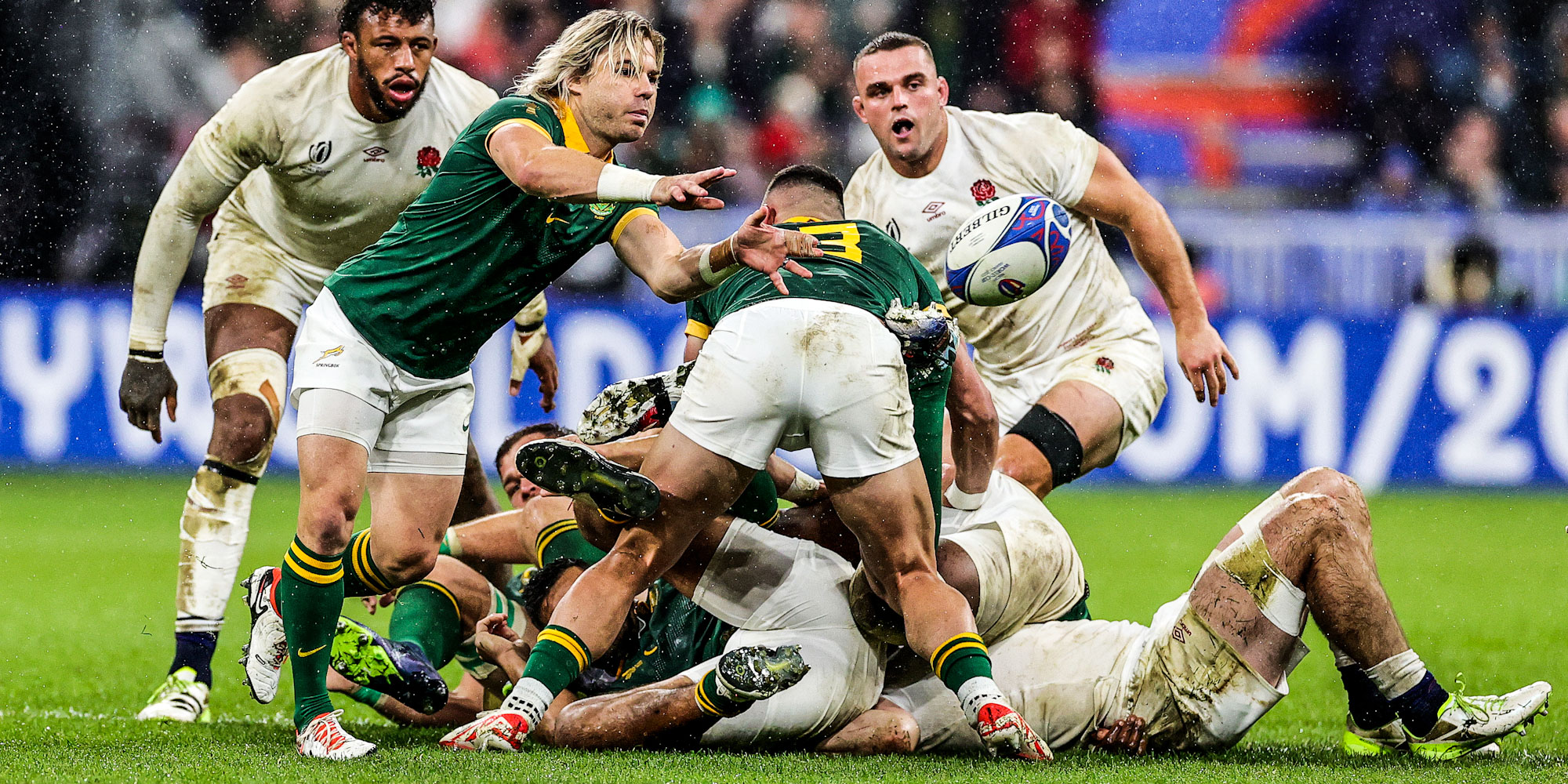 Faf de Klerk in action against England in the RWC semi-final.