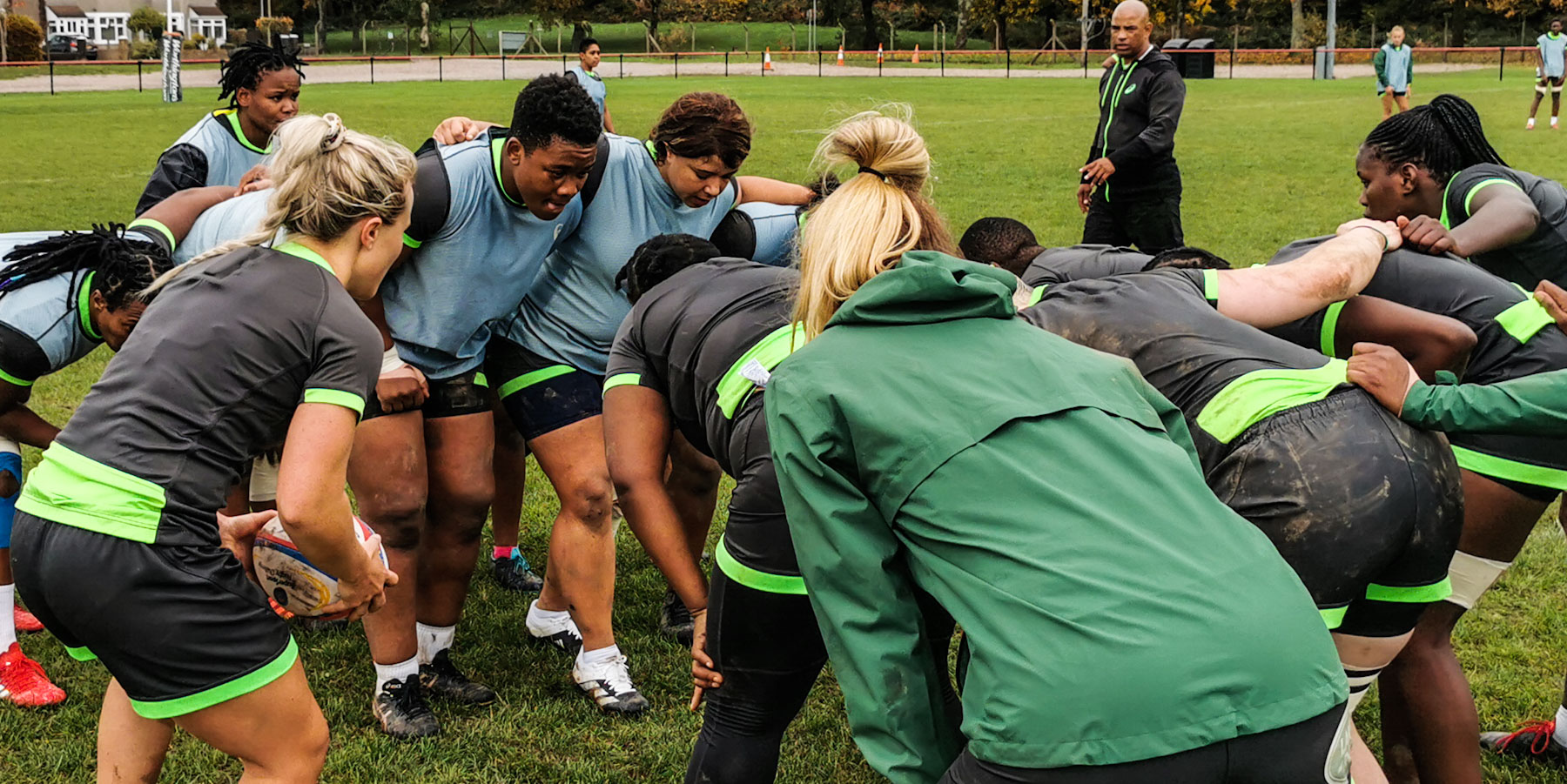 Tanya Scholtz packs down in the middle of the front row during a recent training session.