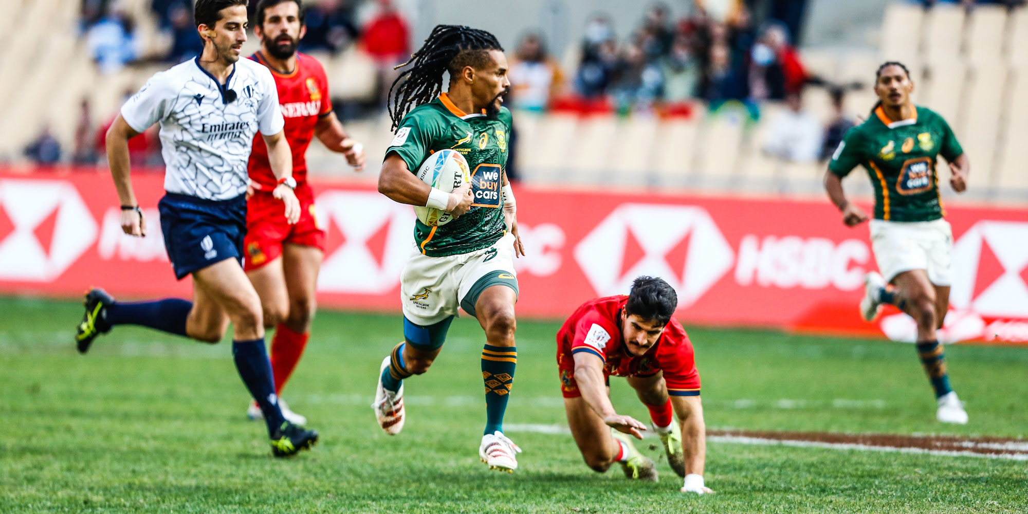 Selvyn Davids scored twice in the Blitzboks' first game, against Spain.