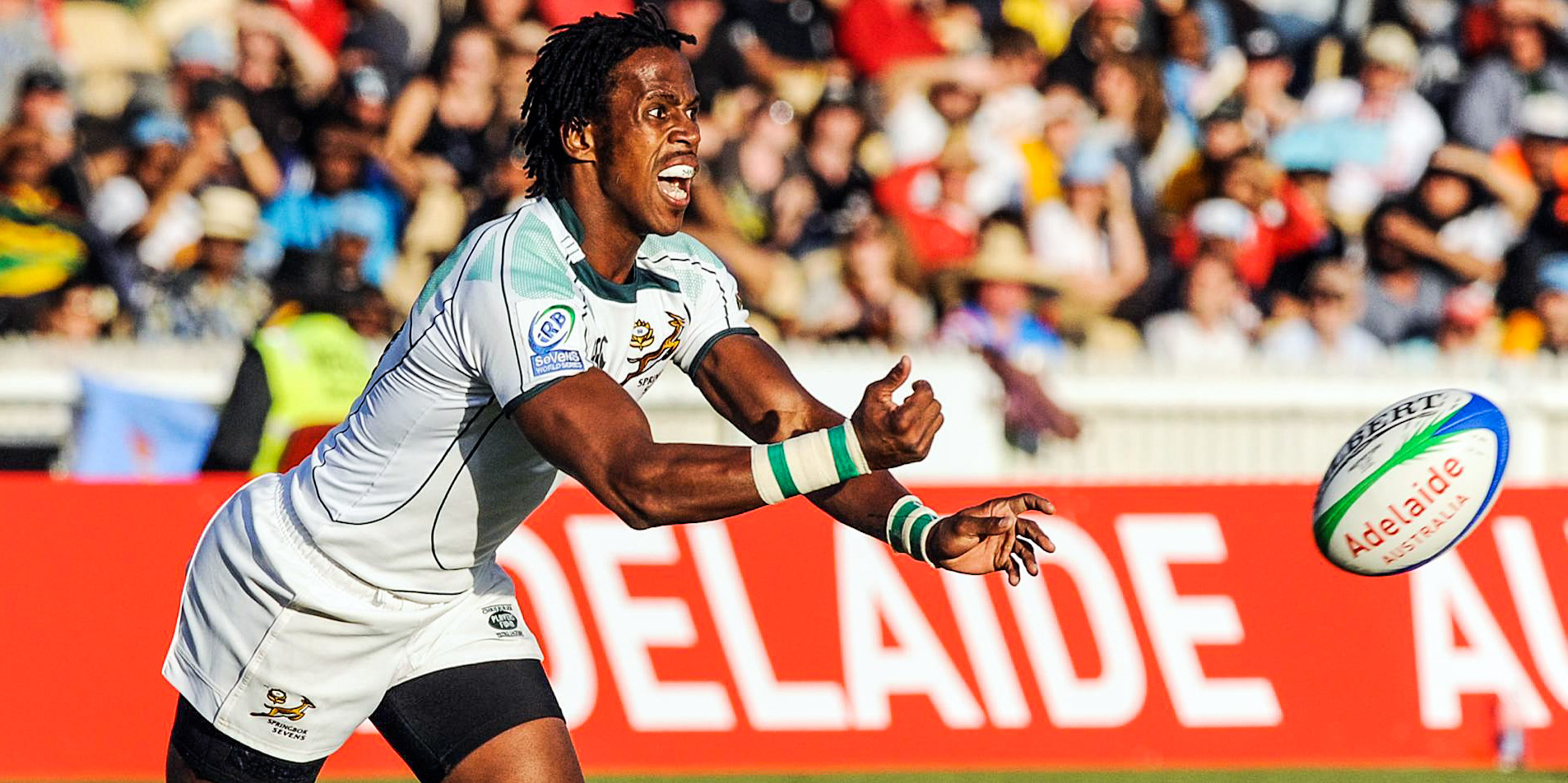 Mzwandile Stick in action for the Blitzboks in Adelaide in 2009, when they won the World Series tournament.