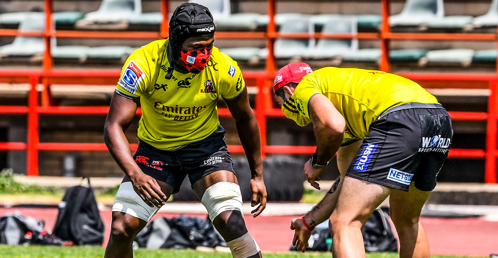 Hacjivah Dayimani (left) during an Emirates Lions training session.