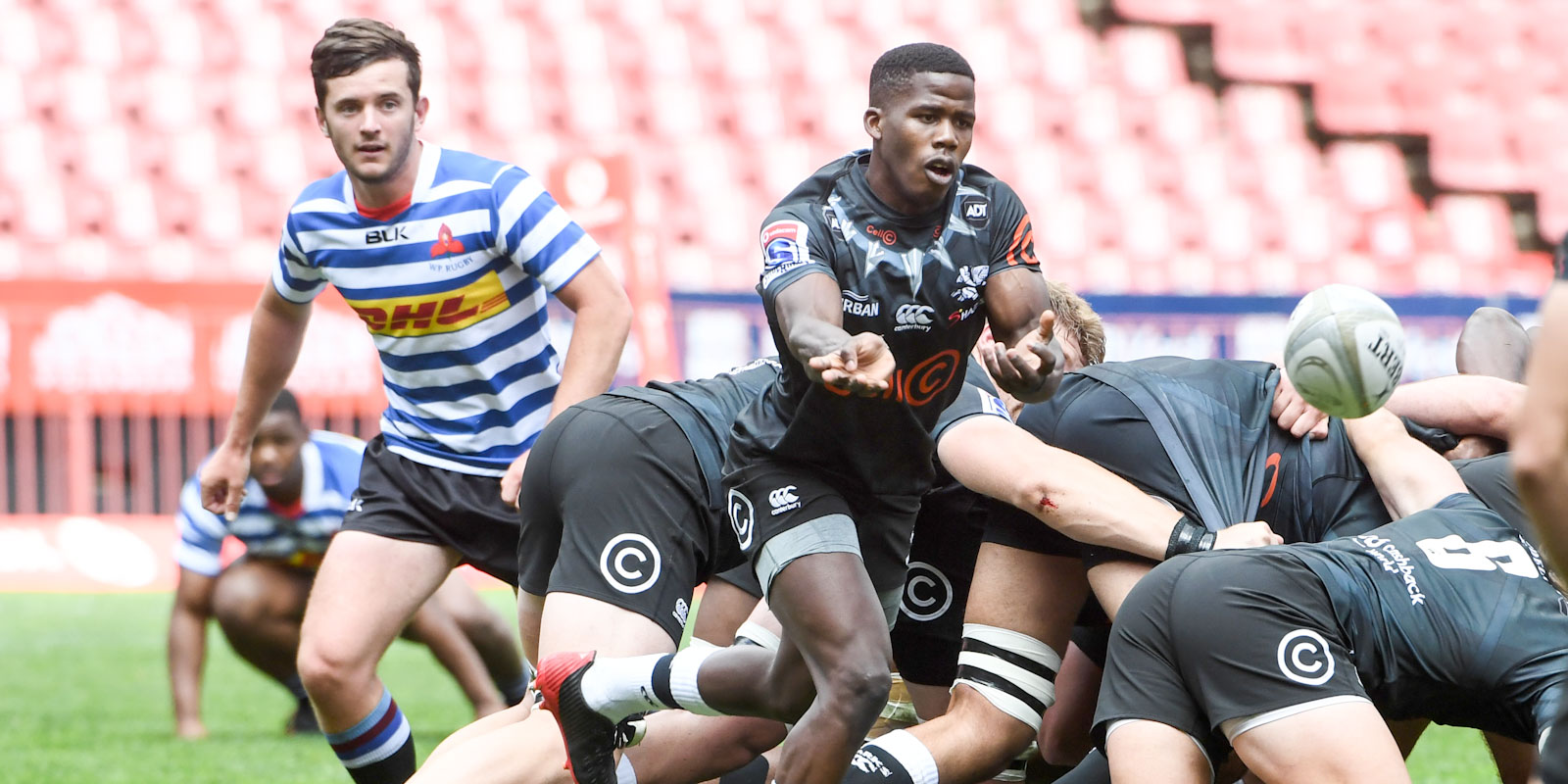 The Cell C Sharks' Lucky Dlepu gets the ball away