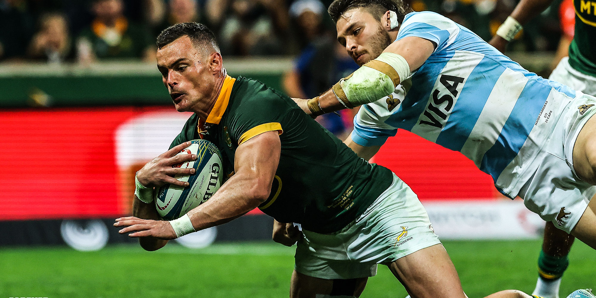 Jesse Kriel goes over for the Boks' seventh and final try.