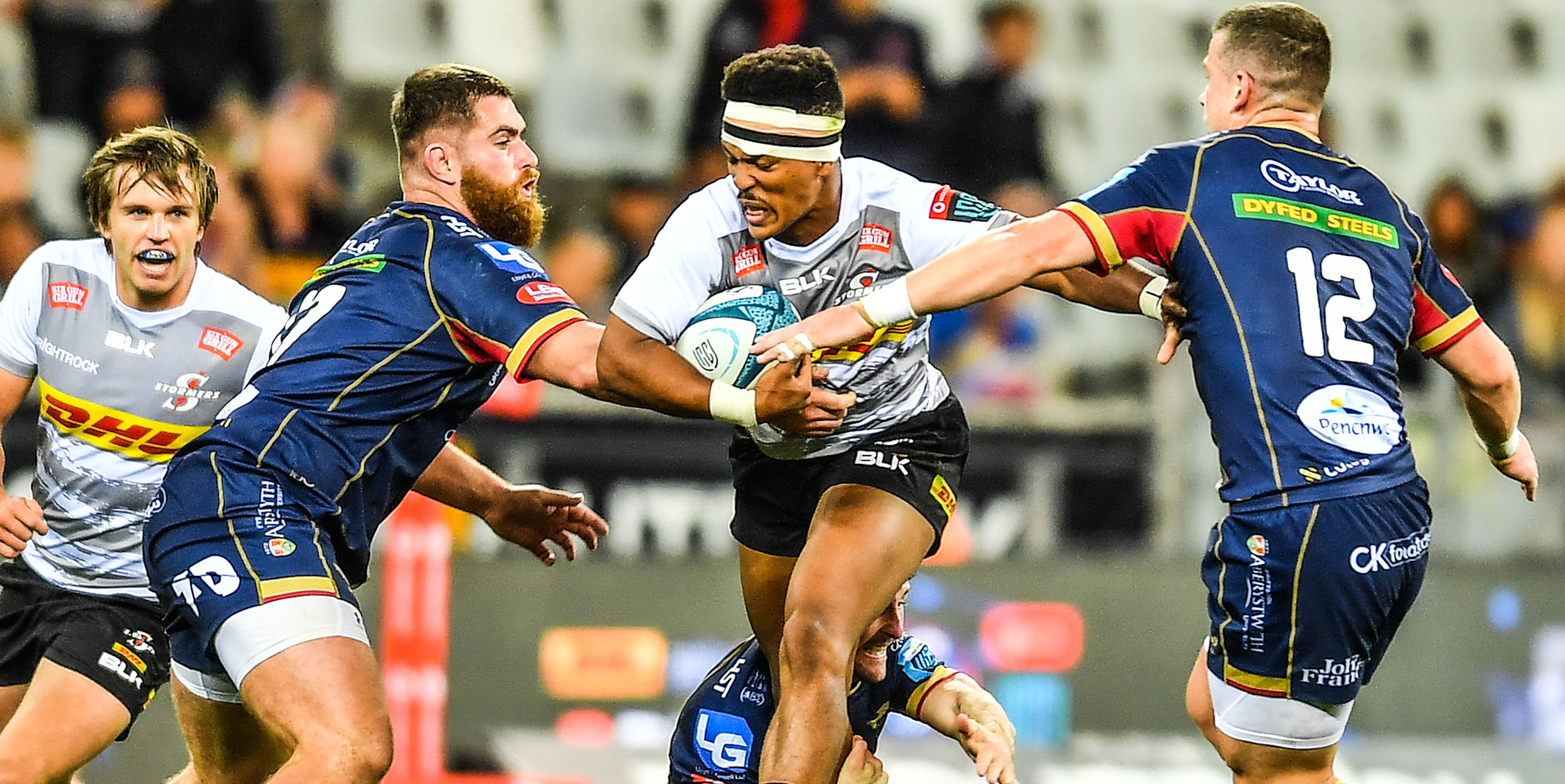 The DHL Stormers' Angelo Davids on the attack last weekend against the Scarlets.