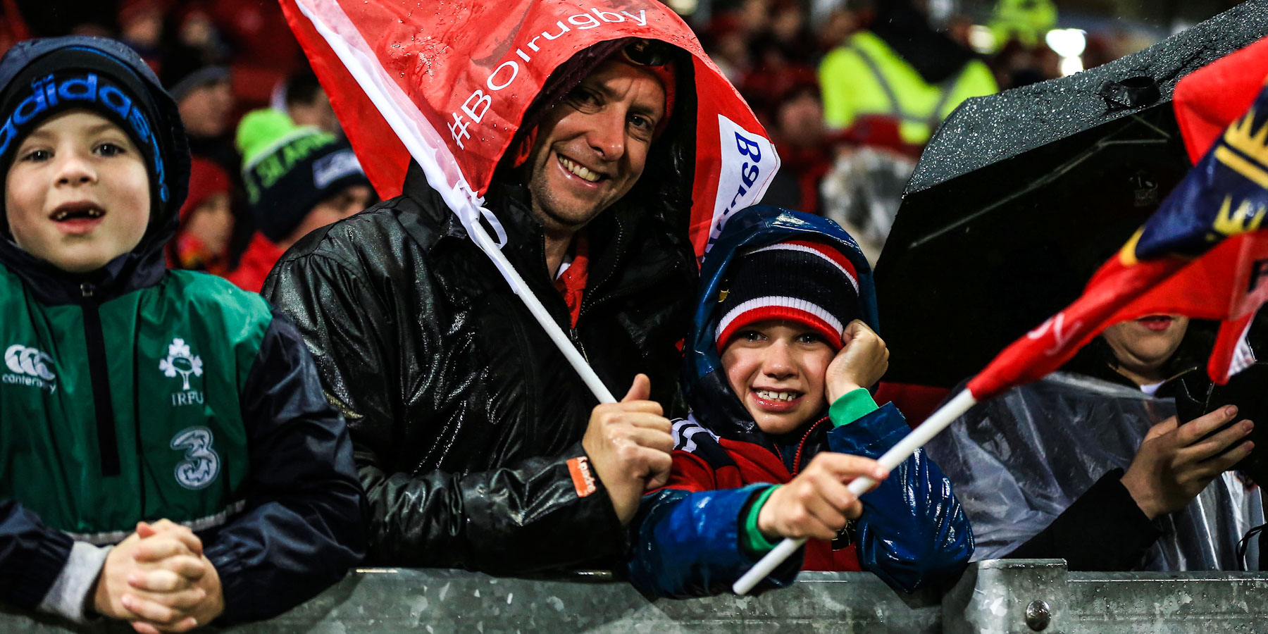 Munster supporters braving the elements in Limerick.