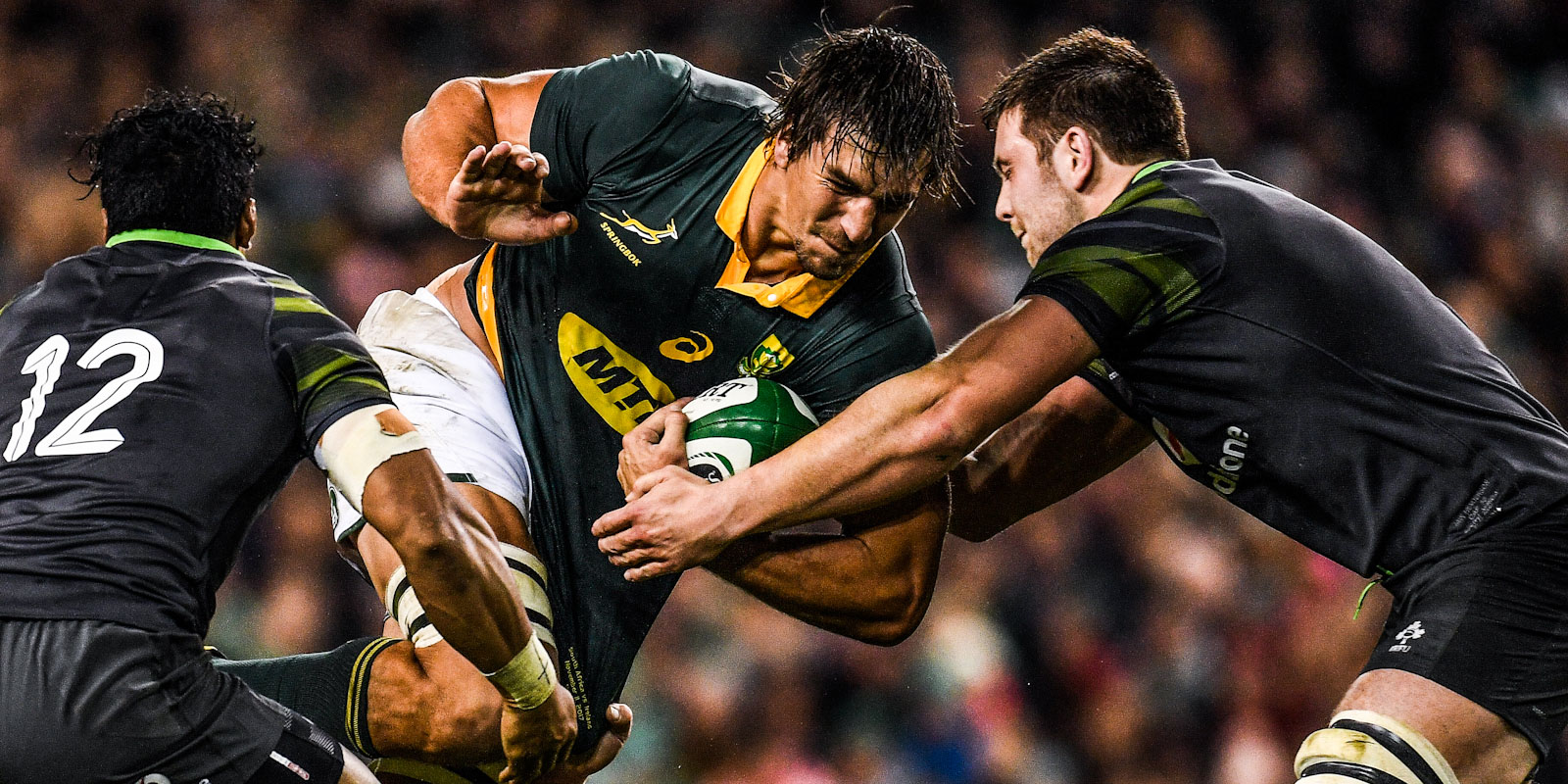 Eben Etzebeth in action against Ireland in 2017 - the last time the Boks face the men from the Emerald Isle
