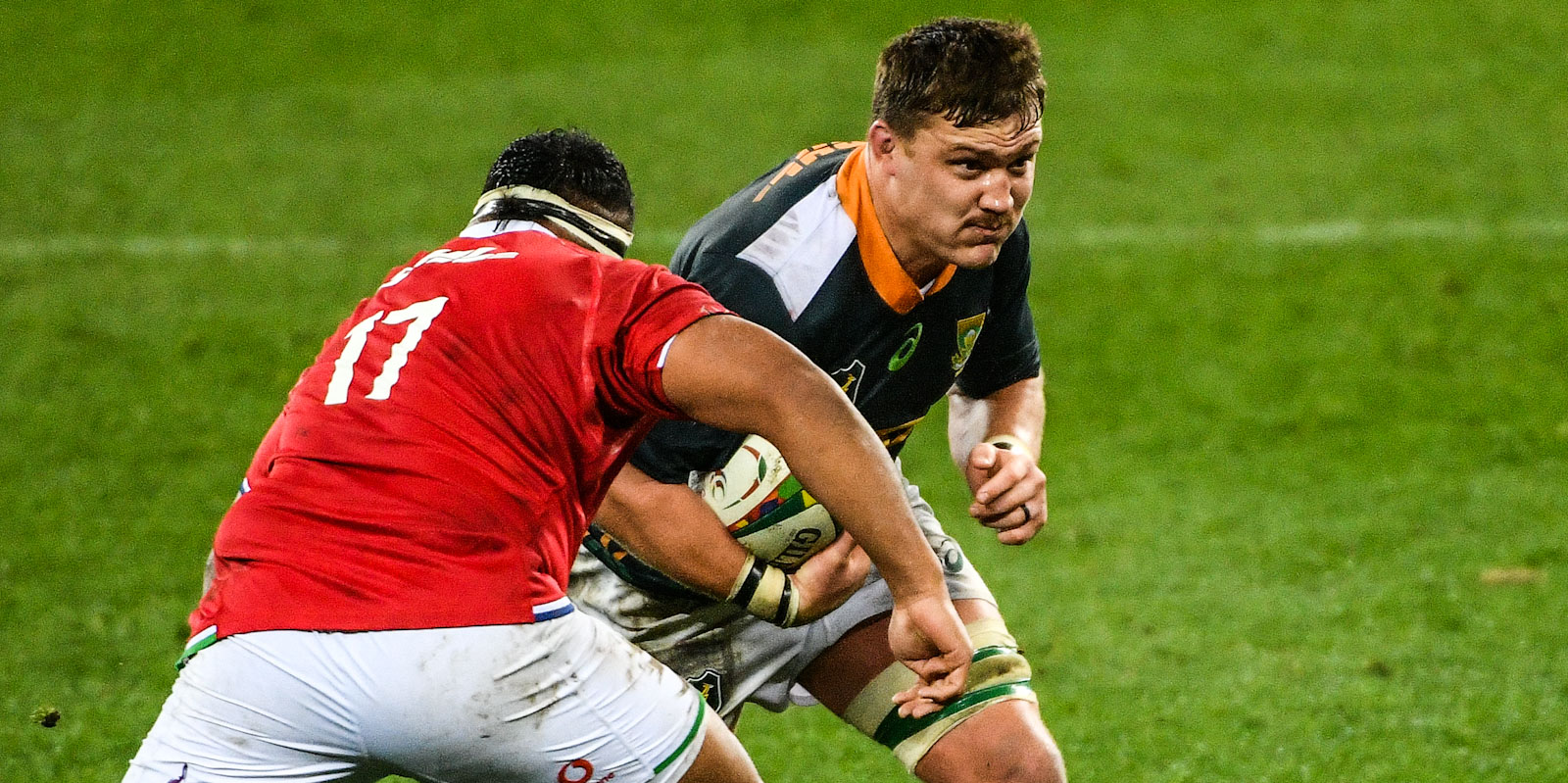 Jasper Wiese on the charge for SA 'A'.